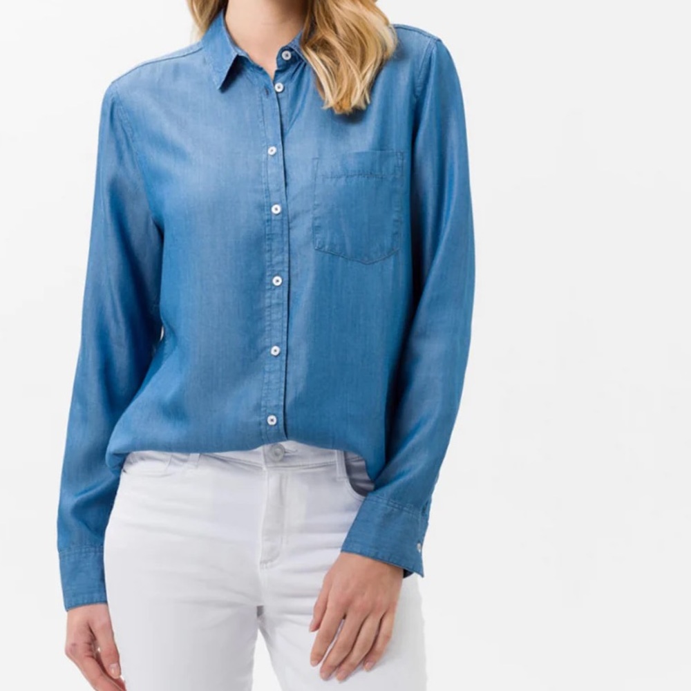 SO blue chambray button down shirt